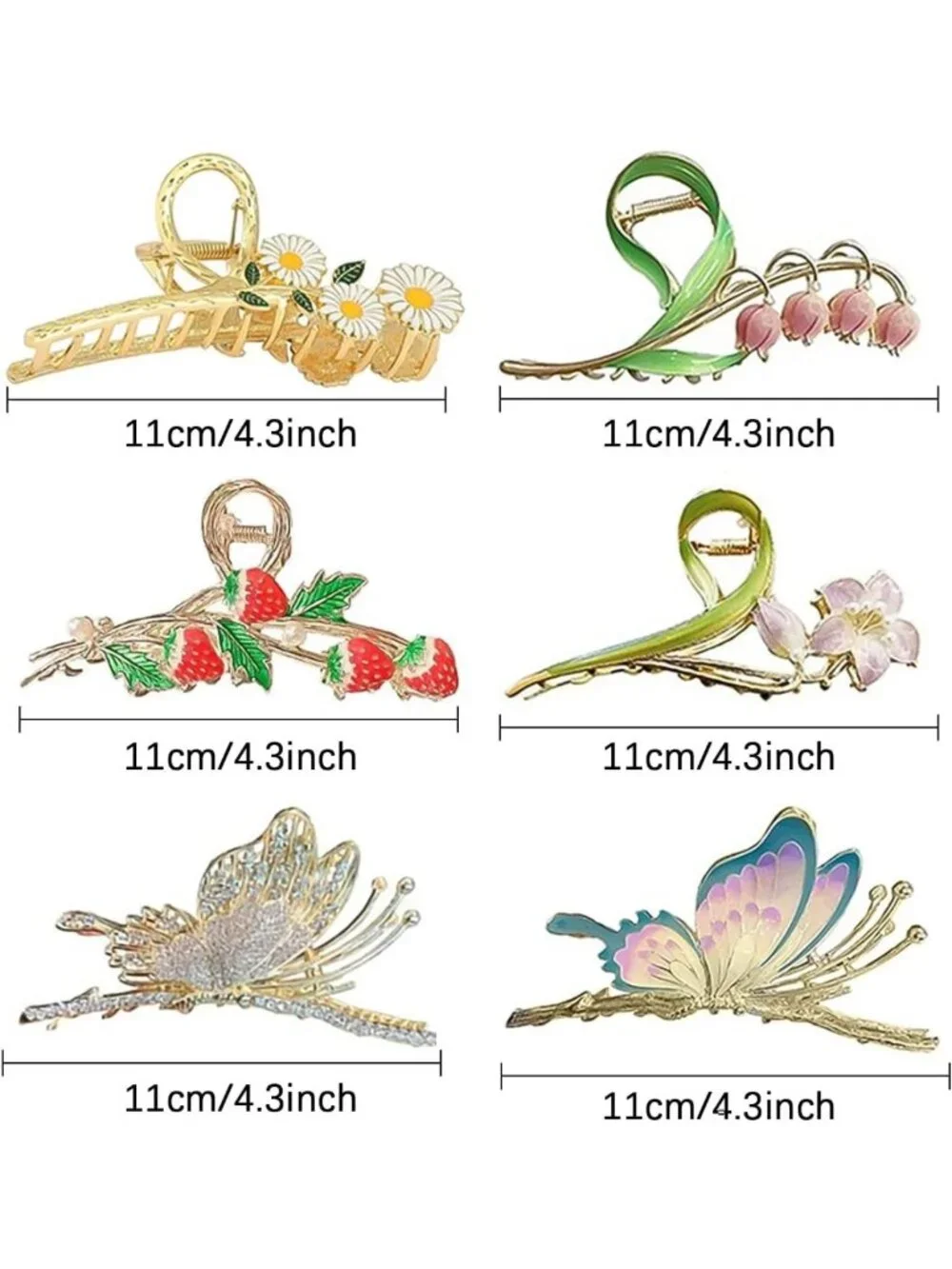 6 Large Butterfly Hair Claw Clips for Women - Strong Hold, No Slip, Perfect for